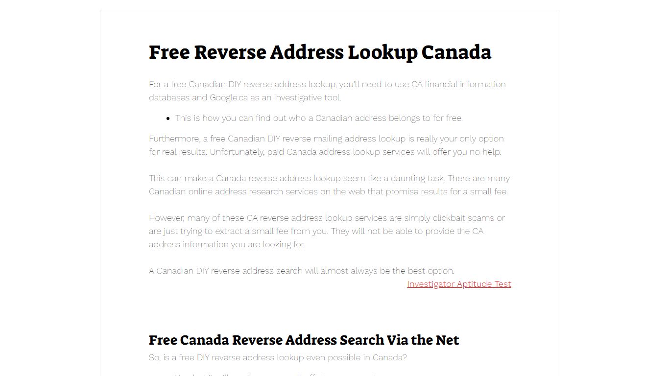 Free Reverse Address Lookup Canada - Novel Data