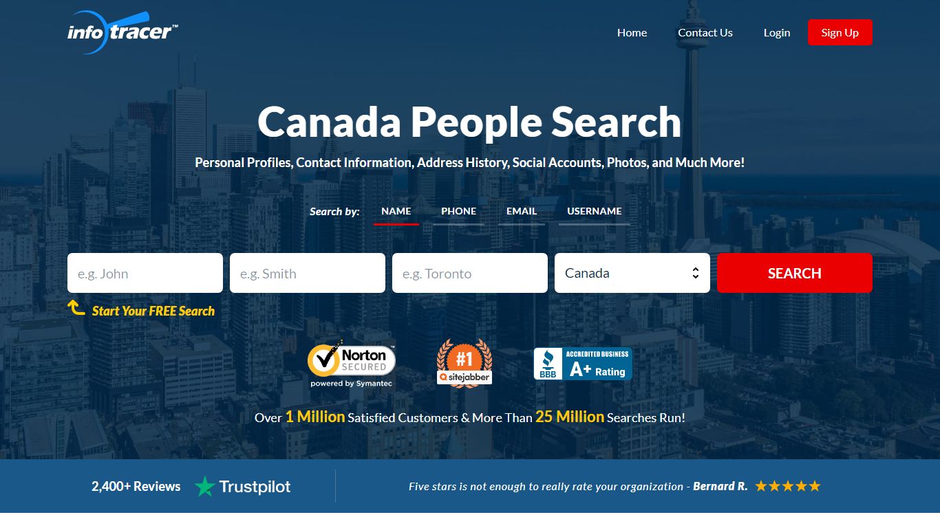 Canada People Search - Reverse Phone Lookup and More - InfoTracer